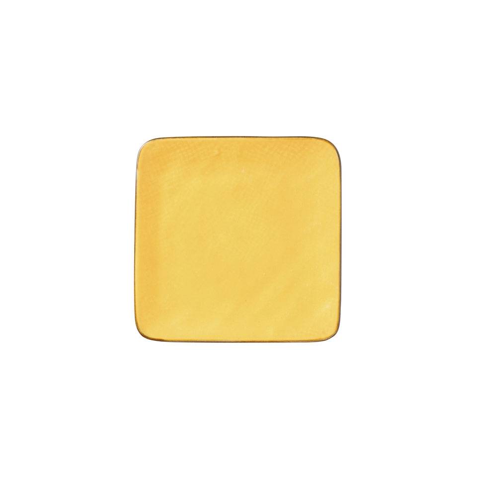 Mediterranean square yellow ceramic plate 4.60 inch