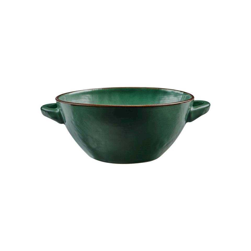 Mediterranean green ceramic soup and rice bowl 5.90 inch