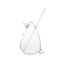 Bicchiere Pinguino 100% Chef con cannuccia in vetro cl 35