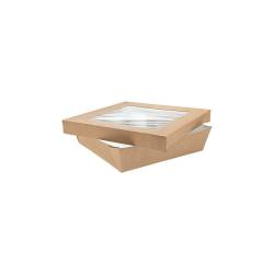 Brown paper box with lid and window 8.07x8.07x1.97 inch