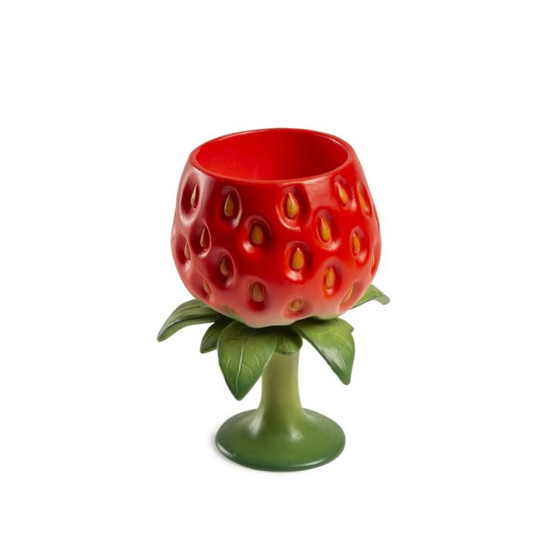 100% Chef Strawberry red resin cup with lid 10.14 oz.