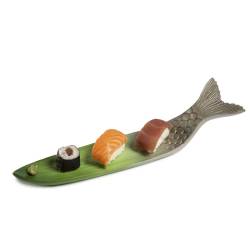 Piatto Fishleaf 100% Chef in resina verde grigia cm 34