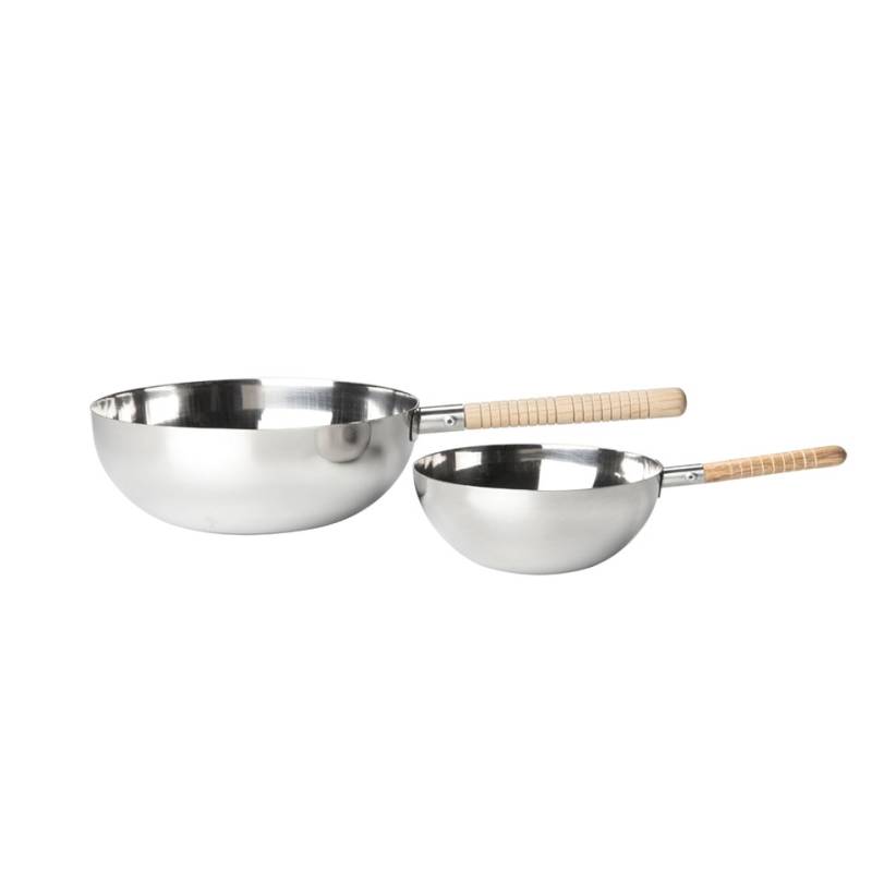 Mini wok XS 100% Chef in acciaio con manico in legno cm 10