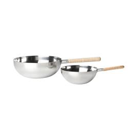 Mini wok XL 100% Chef in acciaio con manico in legno cm 15,3