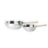 Mini wok XL 100% Chef steel wok with wooden handle cm 15.3