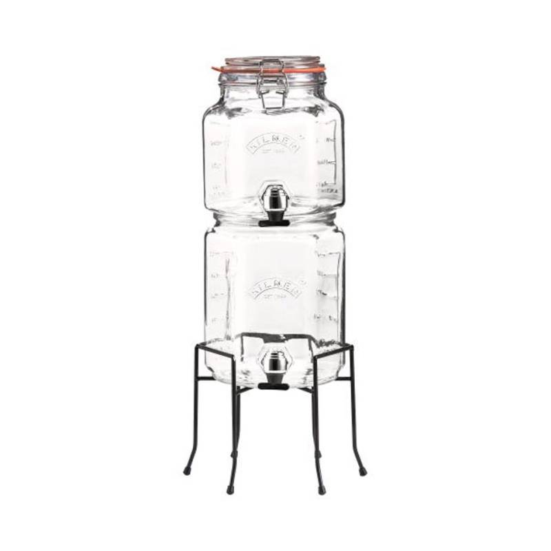 Dispenser double drink con supporto e rubinetto Kilner in vetro lt 2,1-3,1