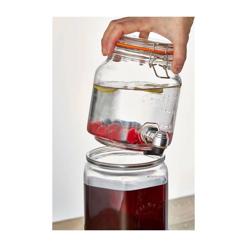 Dispenser double drink con supporto e rubinetto Kilner in vetro lt 2,1-3,1