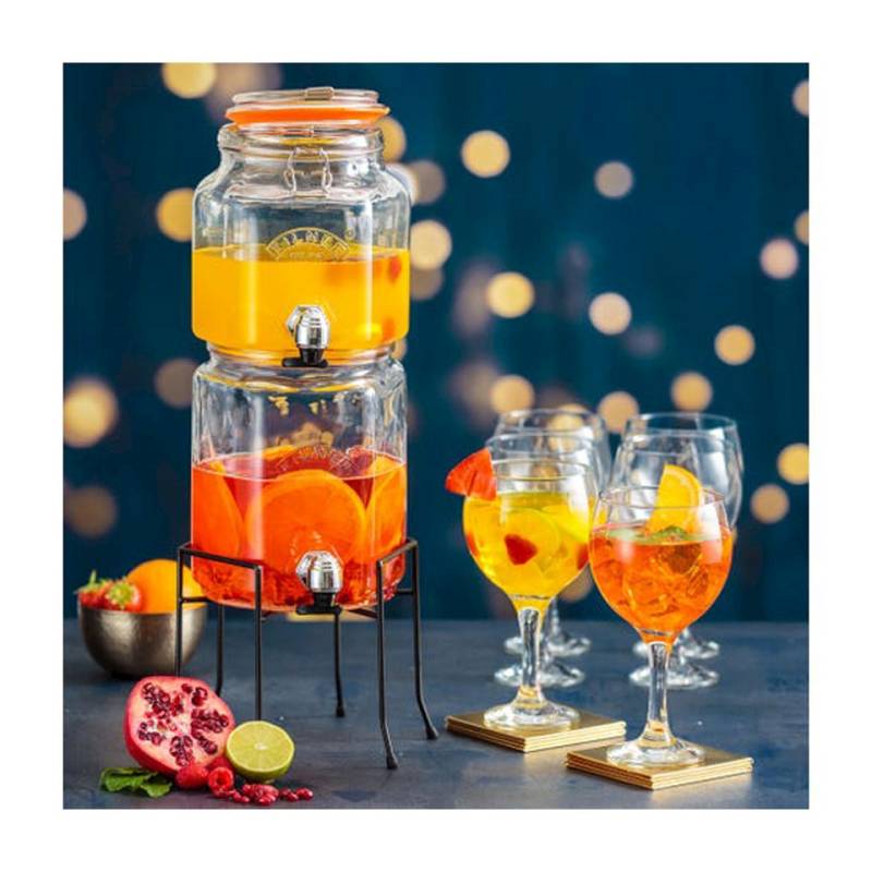 Dispenser double drink con supporto e rubinetto Kilner in vetro lt 2,1-3,1