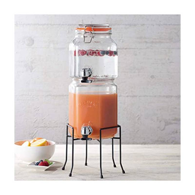 Dispenser double drink con supporto e rubinetto Kilner in vetro lt 2,1-3,1