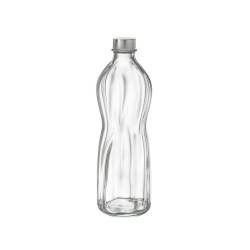 Bormioli Rocco Aqua glass bottle with silver hermetic stopper 0.26 gal