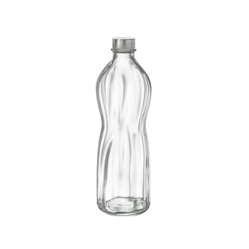 Bormioli Rocco Aqua glass bottle with silver hermetic stopper 0.26 gal