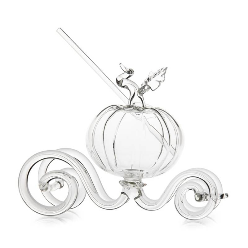 Bicchiere Cinderella Pumpkin 100% Chef con cannuccia in vetro borosilicato cl 34