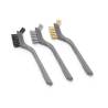 Set 3 spazzole grill con setole in acciaio ottone nylon cm 22