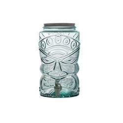 Green glass tiki dispenser with lid and tap 1.58 gal.