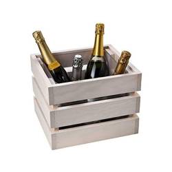 White painted wood square wine container 12.04x10.94x8.94 inch