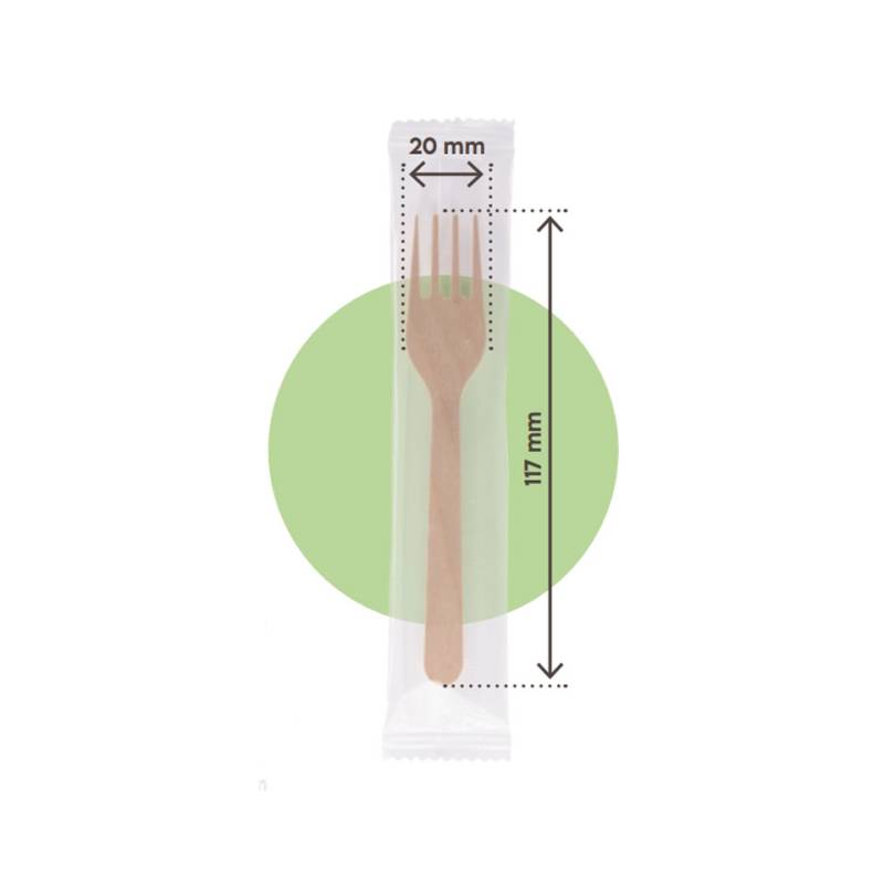 Forchetta imbustata singolarmente in legno cm 11,7