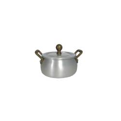 Ligurian rounded aluminium saucepan with lid and 2 handles 5.11 inch