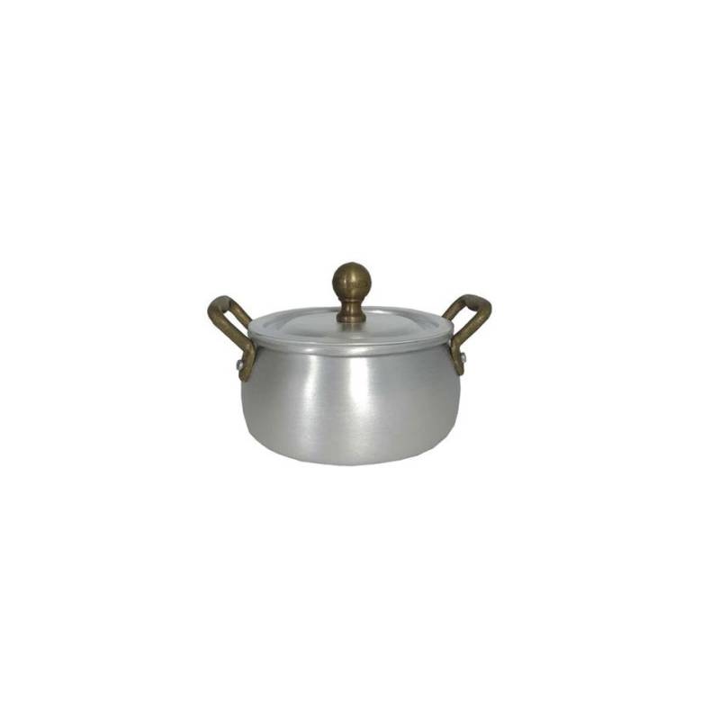 Ligurian rounded aluminium saucepan with lid and 2 handles 5.11 inch