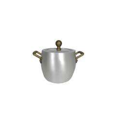 Rounded aluminium pot with lid and 2 handles 4.92 inch