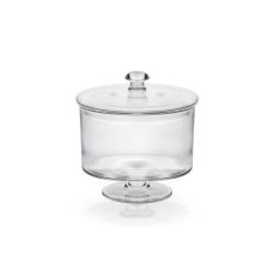 Glass cylindrical bon bon vase with lid 7.87x8.07 inch 