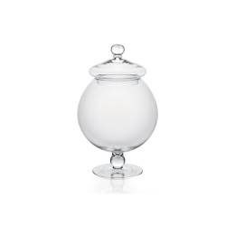Vaso bon bon bomboniera a sfera con coperchio in vetro cm 34,5x21