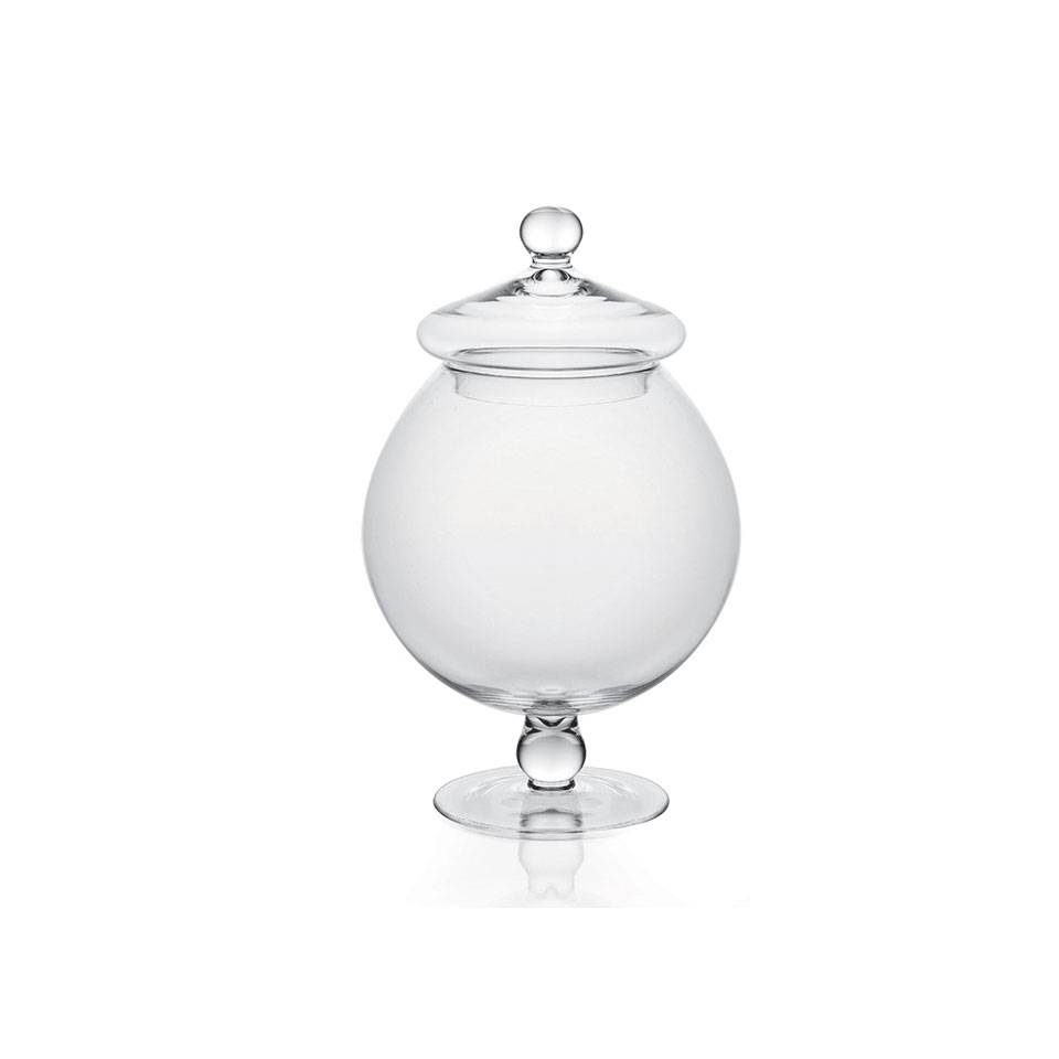 Glass bon bon vase with lid 13.58x8.26 inch
