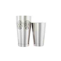2 pieces stainless steel balanced boston shaker with skulls 18.60-27.72 oz.