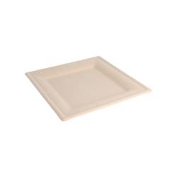 Square ecru bagasse flat plate 7.87x7.87 inch