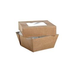 Brown paper box with lid and window 3.34x3.34x1.57 inch