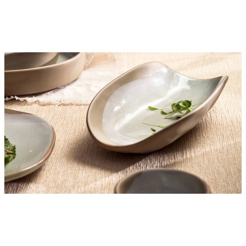 Robert Gordon Steelite Forager green and hazelnut stoneware tray 9.05x4.88x1.97 inch