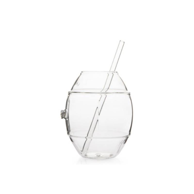 100% Chef barrell glass with straw 16.90 oz.