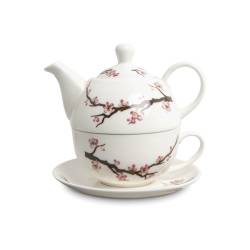 Sakura white porcelain decorated Tea for One 