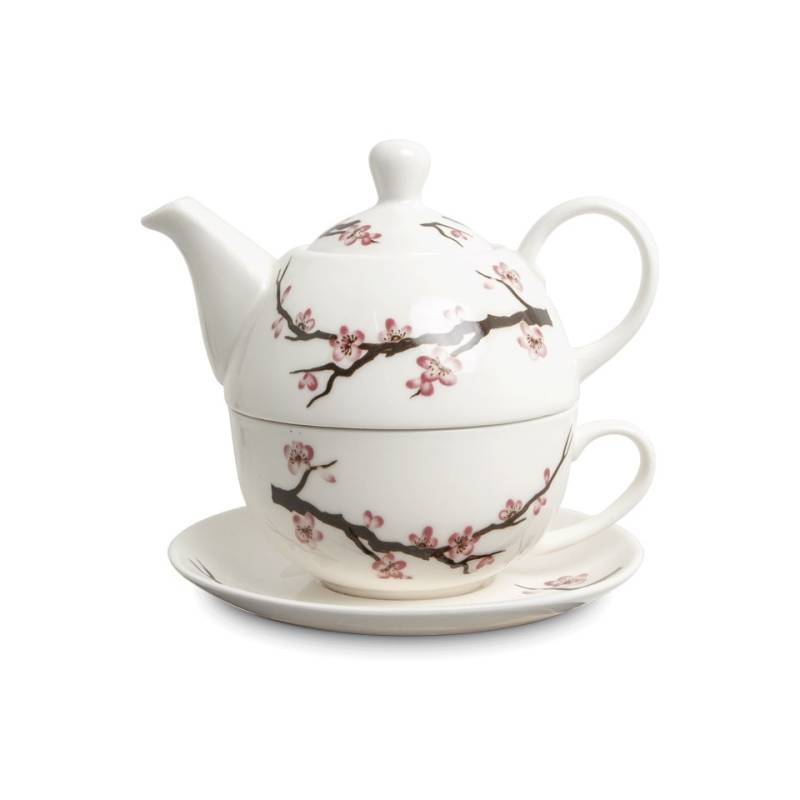 Tea for One Sakura in porcellana bianca decorata