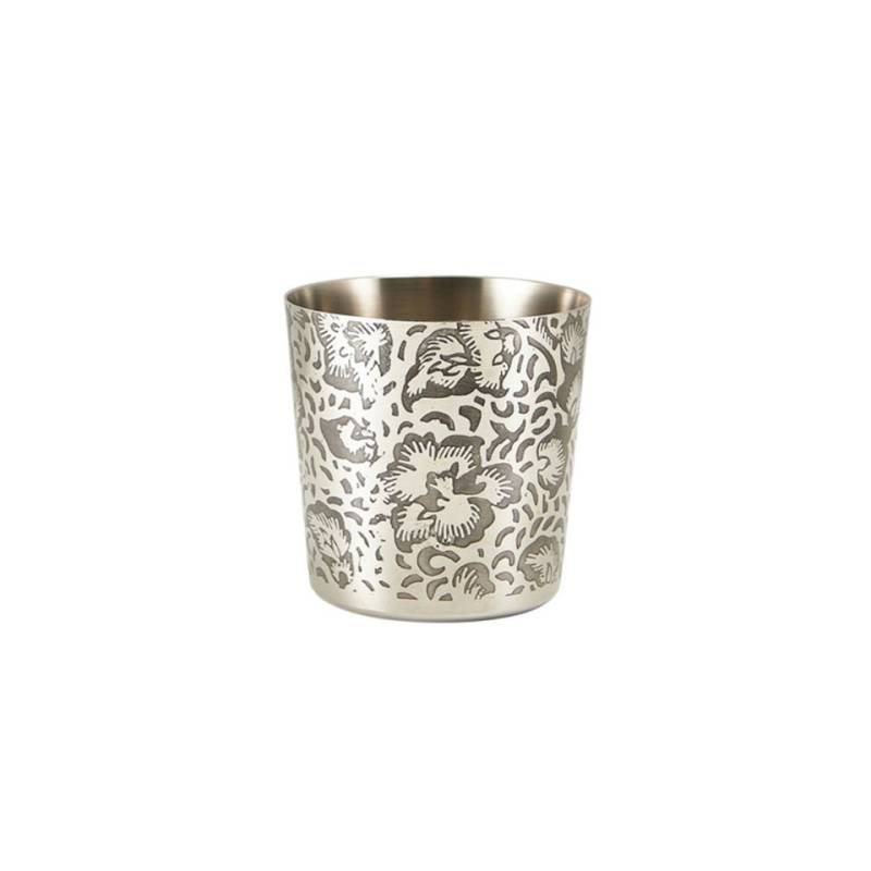 Stainless steel appetiser cup with floral decoration 13.52 oz.
