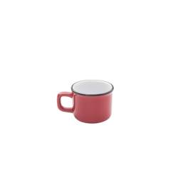Tazza caffè mini mug senza piatto in porcellana rossa con bordo nero cl 6