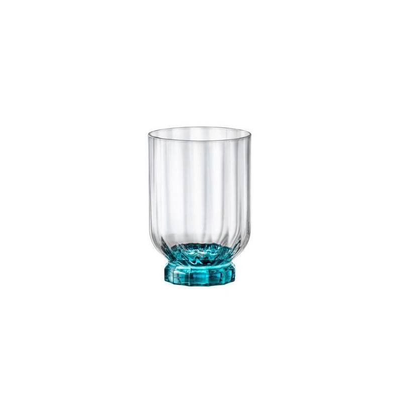 Bicchiere Florian Lucent dof Bormioli Rocco in vetro con base azzurro cl 37,5