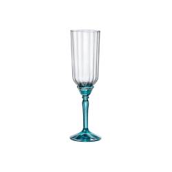 Bormioli Rocco Florian glass flute with blue stem 7.10 oz.
