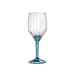 Bormioli Rocco Florian white wine goblet glass with blue stem 12.85 oz.