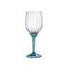 Bormioli Rocco Florian white wine goblet glass with blue stem 12.85 oz.