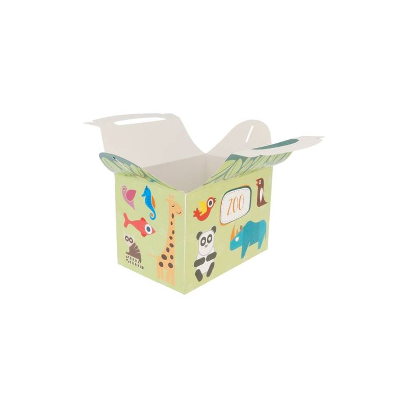 Zoo coloured paper hamburger container 6.30x3.93x6.69 inch