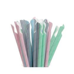 Mixed colours paper straws with spoon 7.87x0.31 inch