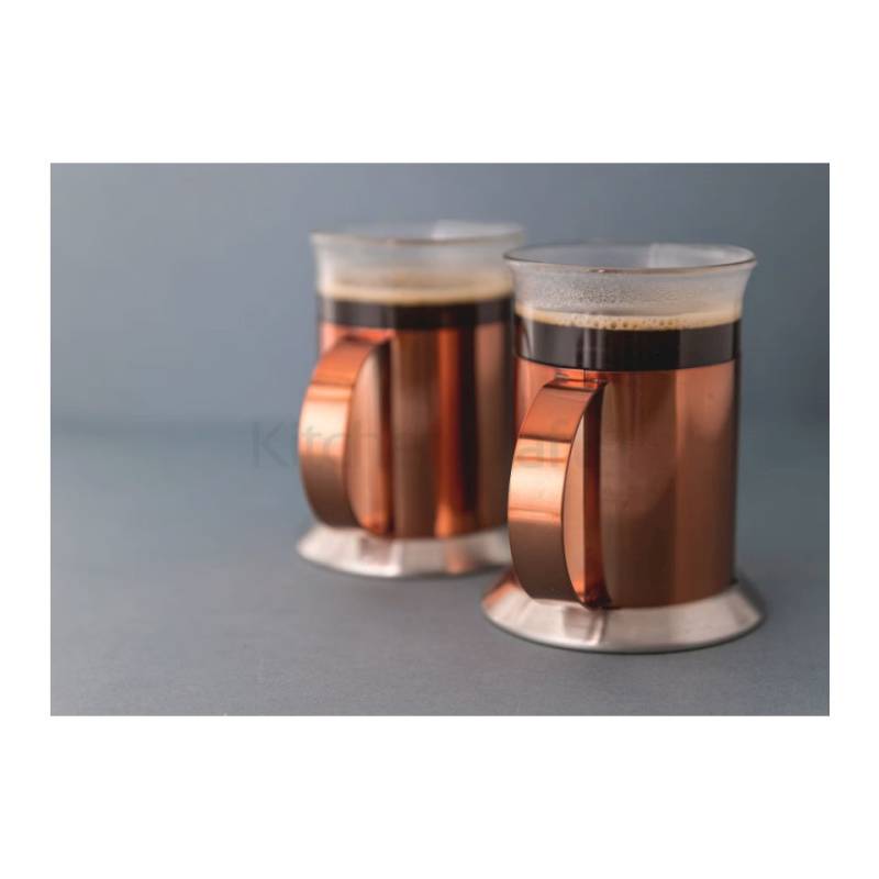 Glass and copper-plated steel tea or coffee cup 10.14 oz.