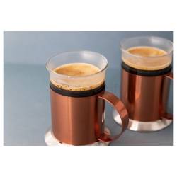 Glass and copper-plated steel tea or coffee cup 10.14 oz.