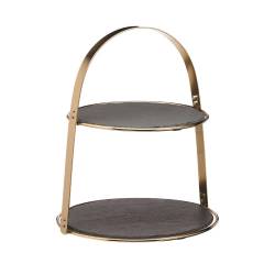 Artesa gold-plated steel and slate 2-storey riser 11.41x13.78 inch