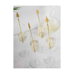 Leaf in assorted shapes in antiqued gold-plated steel stirrers 8.26 inch