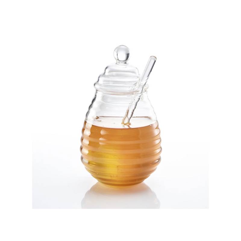 Melli glass honey container with spoon 13.52 oz.
