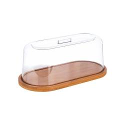 Oval wooden tray with san dome 11.02x5.51x4.52 inch
