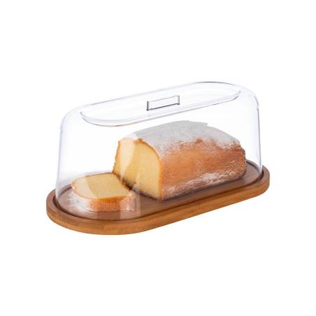 Bandeja ovalada de madera con cúpula de san cm 28x14x11,5