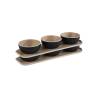 Frida black and beige melamine 3-cup set 3.38 oz. with tray