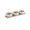 Set 3 coppette Frida cl 10 con vassoietto in melamina bianco e beige